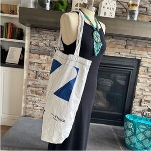 Isabel Marant White Tote with Blue Accents